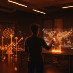 Fundador de startup chilena usando inteligencia artificial para crecimiento y ronda ángel en Latinoamérica con estética Ecosistema Startup.