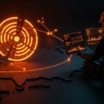 Fallos en el software militar de GPS de EE.UU. ilustrados con señal satelital fragmentada y competencia global en tecnología satelital.