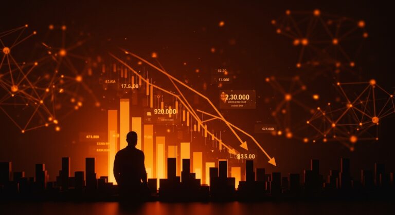 Pérdida de 92,000 empleos en EEUU en febrero 2026 representada en un entorno digital con fundador de startup y símbolos de recesión y ecosistema emprendedor.