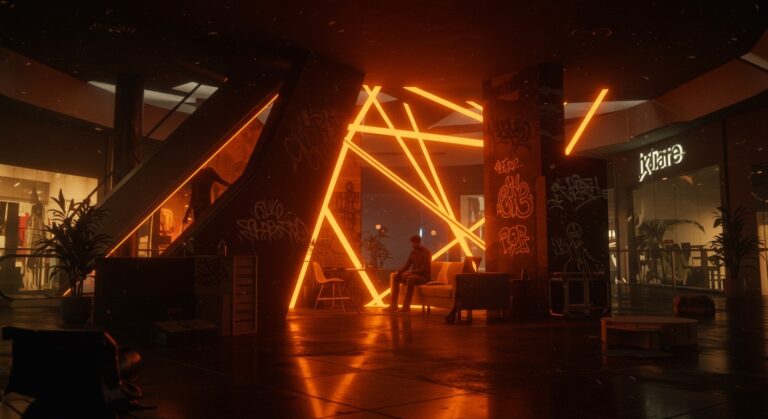 Espacio urbano creativo y resiliente en un mall con innovación y apropiación creativa de espacios.