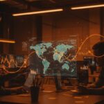 Equipo de startups analizando el fenómeno climático El Niño 2026 y su impacto económico global en un entorno tecnológico moderno.