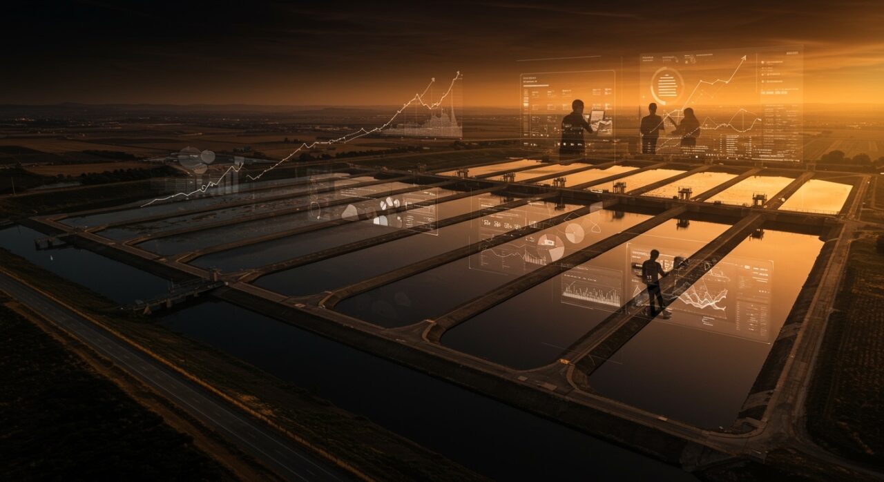 Embalses del Ebro con alta capacidad de agua y startups colaborando en gestión sostenible de recursos hídricos.