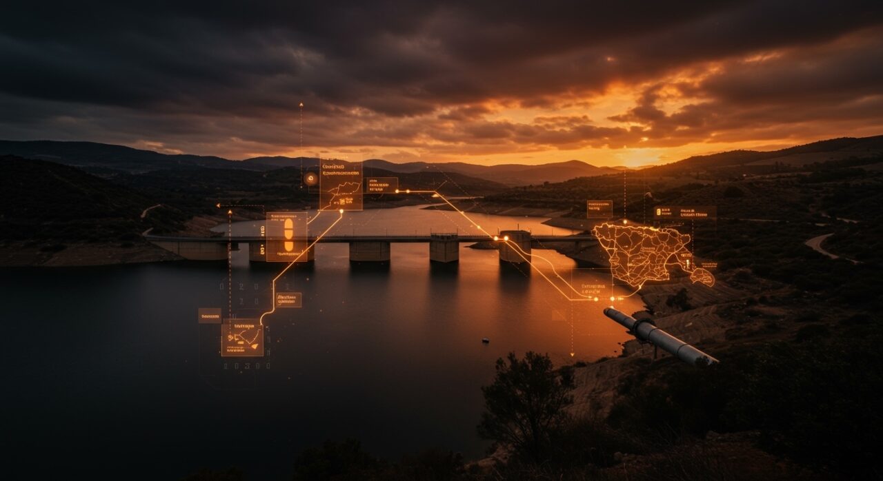 Embalses de Entrepeñas y Buendía al máximo nivel con representación del trasvase Tajo-Segura y gestión hídrica en España.