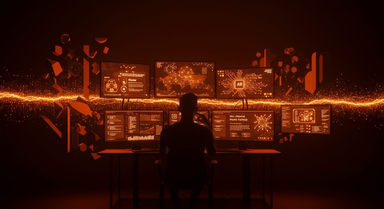 Founder startup reflexionando sobre problemas reales y validación de mercado con inteligencia artificial y herramientas no-code en emprendimiento tecnológico.