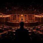 Representación visual de la vigilancia masiva de la NSA y la manipulación gubernamental sobre la privacidad digital en 2013.