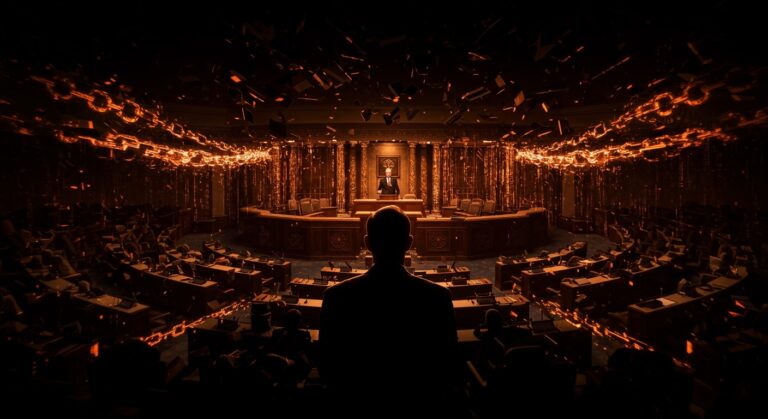 Representación visual de la vigilancia masiva de la NSA y la manipulación gubernamental sobre la privacidad digital en 2013.