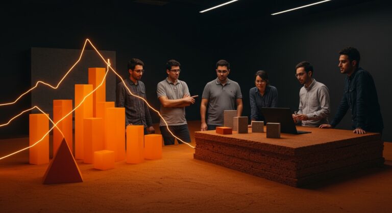 Material sostenible ReCeramix™ de startup Enkei mostrando innovación y escalabilidad en construcción con enfoque en funding pre-seed.