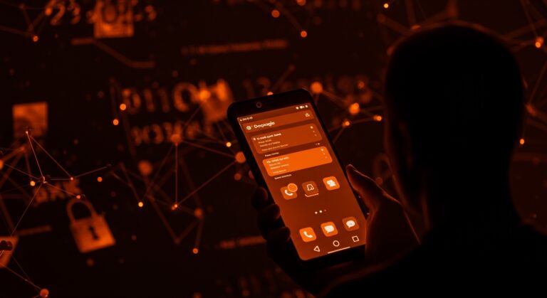 Smartphone con sistema operativo móvil deGoogleado /e/OS resaltando privacidad digital y ecosistema open source para startups tecnológicas.