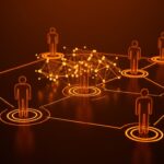 Representación visual de equipos de modelos de lenguaje trabajando como sistemas distribuidos en inteligencia artificial colaborativa.