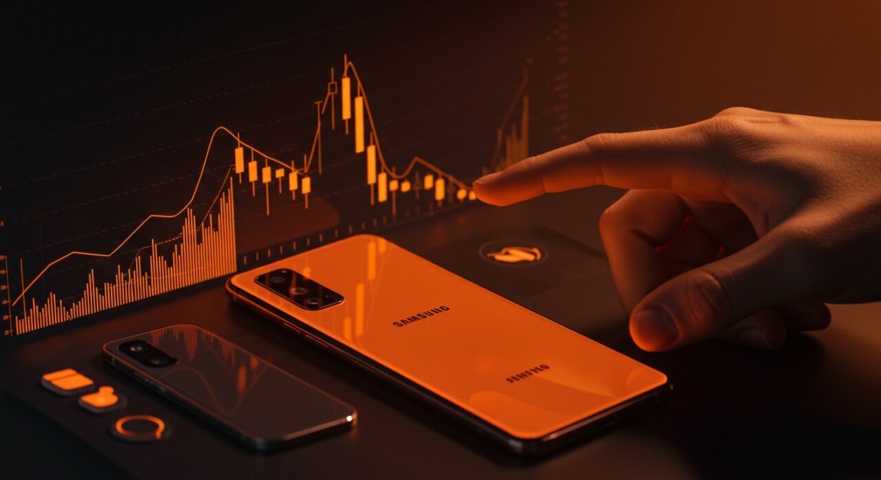 Samsung Galaxy S25 destacado con metáforas visuales sobre precios y tendencias del mercado móvil en análisis de compra.