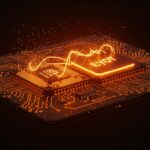 Visualización estilizada del lenguaje de programación Eyot tratando al GPU como un hilo de CPU, destacando su uso en IA, desarrollo de juegos y análisis numérico.