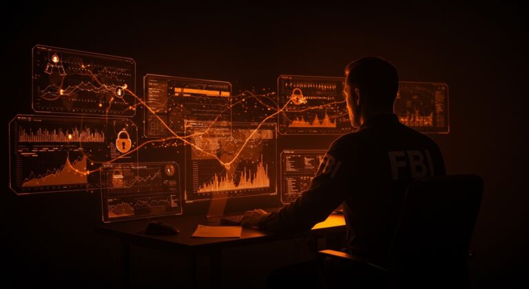 Hackeo en sistemas de wiretap del FBI ilustrando vulnerabilidades en seguridad cibernética y vigilancia digital.