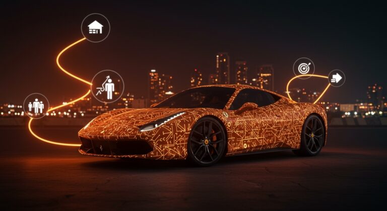 Ferrari de lujo destacando personalización y resiliencia en el mercado de lujo de Oriente Medio pese a conflictos y bloqueos logísticos.