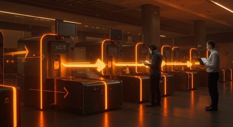 Automatización y experiencia de usuario en filas TSA en aeropuertos con innovación en movilidad y procesos.