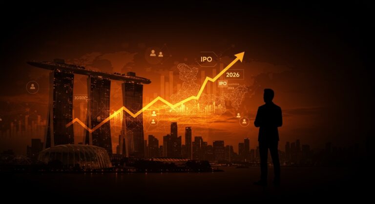 Flipkart trasladando su sede de Singapur a India visualizado con un skyline corporativo y metáforas digitales del IPO 2026 y crecimiento startups.