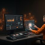 Gestión de flotas con inteligencia artificial Ford Pro AI monitoreando cinturones y optimizando combustible en un entorno profesional.