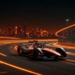 Carrera de Fórmula E en el Circuito del Jarama resaltando movilidad eléctrica, sostenibilidad e innovación deportiva.