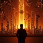 Peter Thiel y Founders Fund cerrando un fondo de 6 mil millones, simbolizando inversión y crecimiento en startups de tecnología y deep tech.