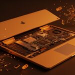 MacBook vintage A1181 retrofiteado con mainboard del Framework Laptop, proyecto FrameBook de hardware DIY.