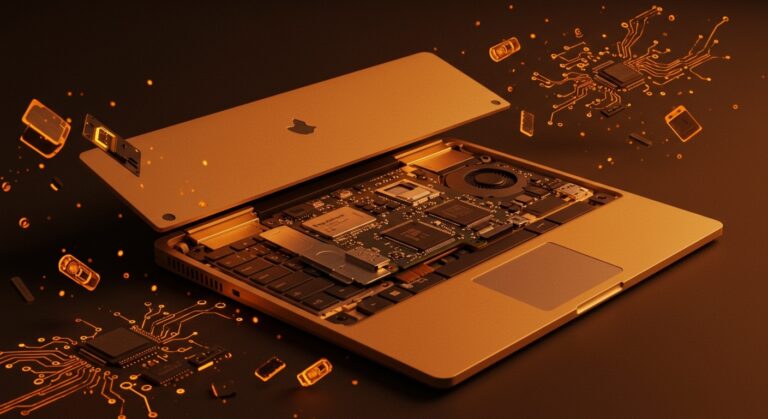 MacBook vintage A1181 retrofiteado con mainboard del Framework Laptop, proyecto FrameBook de hardware DIY.