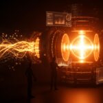 Ilustración de fusión nuclear en energía limpia con startups tecnológicas innovadoras impulsando la revolución del sector energético.