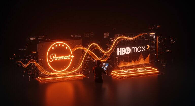 Fusión de plataformas de streaming Paramount+ y HBO Max mostrando integración estratégica en el mercado digital para founders tech.