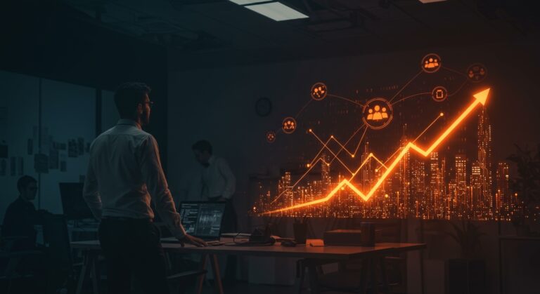 Talento tech uruguayo conectado con Silicon Valley mediante programa Puentes, representando ingenieros y ecosistema tecnológico de startups.