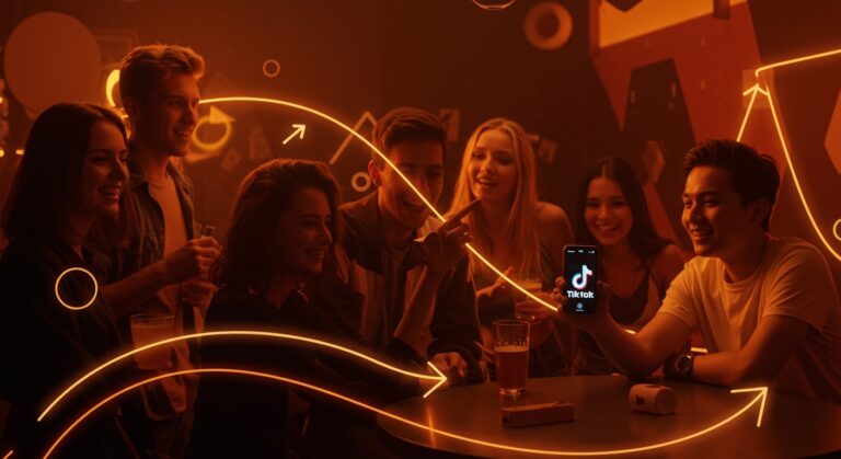 Generación Z disfrutando ocio experiencial en bares temáticos influenciados por TikTok, ilustrando tendencias y crisis del bar tradicional en 2026.