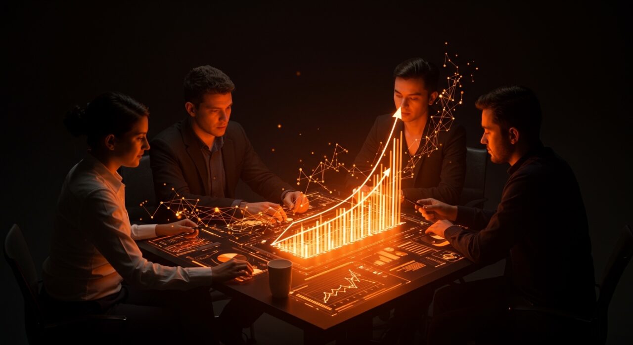 Emprendedores de PyMEs LATAM implementando gestión financiera estratégica con inteligencia artificial y fintech para mejorar el acceso a crédito.