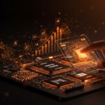 Hardware multi-vendor con chips NVIDIA, AMD, Intel y redes neuronales abstractas representando automatización de IA y financiación en startups tecnológicas.