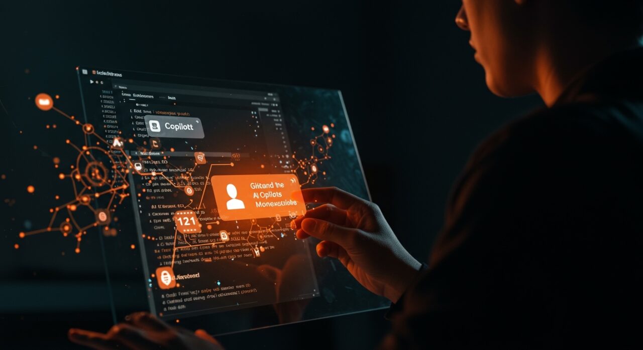 GitHub Copilot mostrando anuncios en pull requests, ilustrando monetización y automatización con inteligencia artificial para desarrolladores.