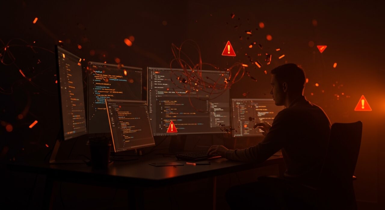 Incidente en GitHub afecta Copilot, Actions y API representado con interfaz digital en degradación y metáforas visuales de resiliencia operativa para startups.