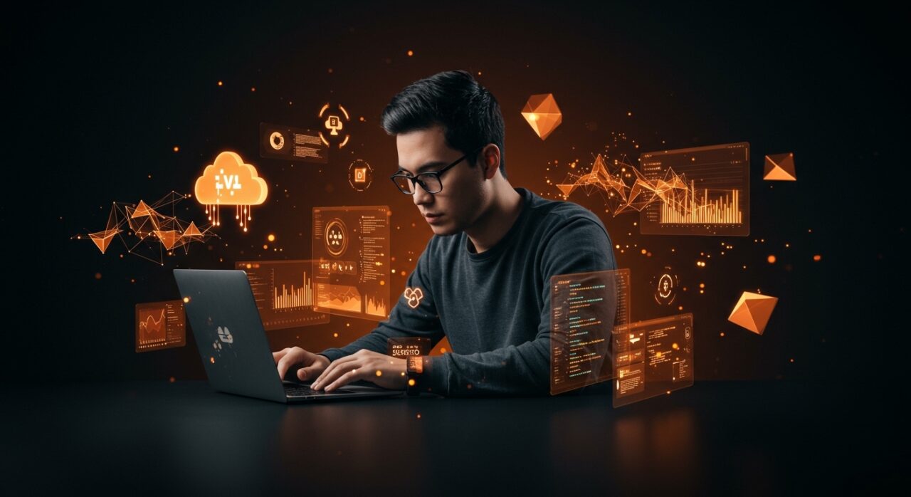 Founder tech latinoamericano desarrollando apps full-stack con Google AI Studio, IA aplicada y despliegue automatizado usando Firebase en un entorno moderno.