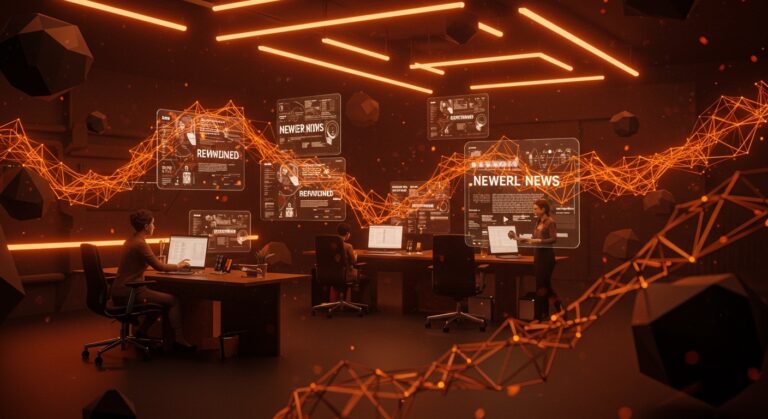 Representación visual de Google reescribiendo titulares de noticias con IA y sus implicaciones en SEO y medios digitales.