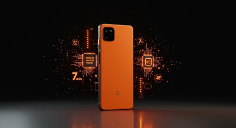 Google Pixel 10 Pro mostrando su diseño y tecnología avanzada con chip Tensor G5 y cámara 48 MP en contexto de tendencias móviles 2026.