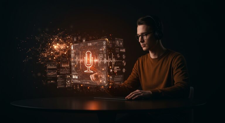 Interfaz de usuario creada con inteligencia artificial y comandos de voz, facilitando el diseño sin necesidad de Figma para startups tech.