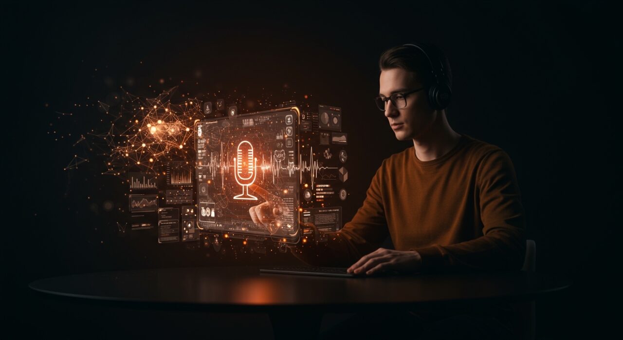 Interfaz de usuario creada con inteligencia artificial y comandos de voz, facilitando el diseño sin necesidad de Figma para startups tech.