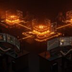 Monetización de GPUs ociosas para inferencia IA mostrando infraestructura tecnológica avanzada con visualización de modelos y datos en ecosistema startup.