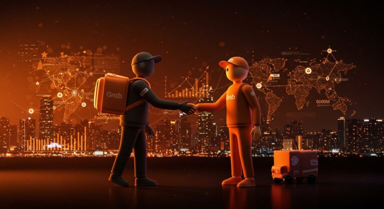 Adquisición de Foodpanda Taiwán por Grab simbolizando la expansión regional en el mercado delivery y estrategias para startups tech.