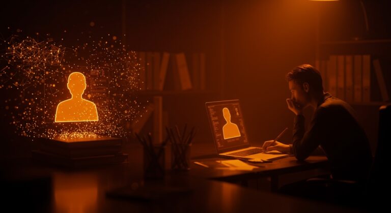 Clonación digital no autorizada de expertos con IA mostrando problemas de ética y protección de datos en startups tecnológicas como Grammarly.