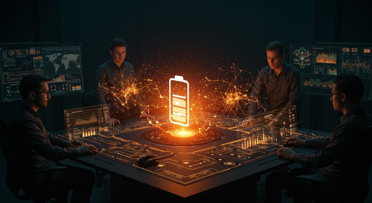 Software de gestión energética de GridBeyond y Samsung optimizando la red eléctrica mediante IA y baterías para tecnología sostenible.