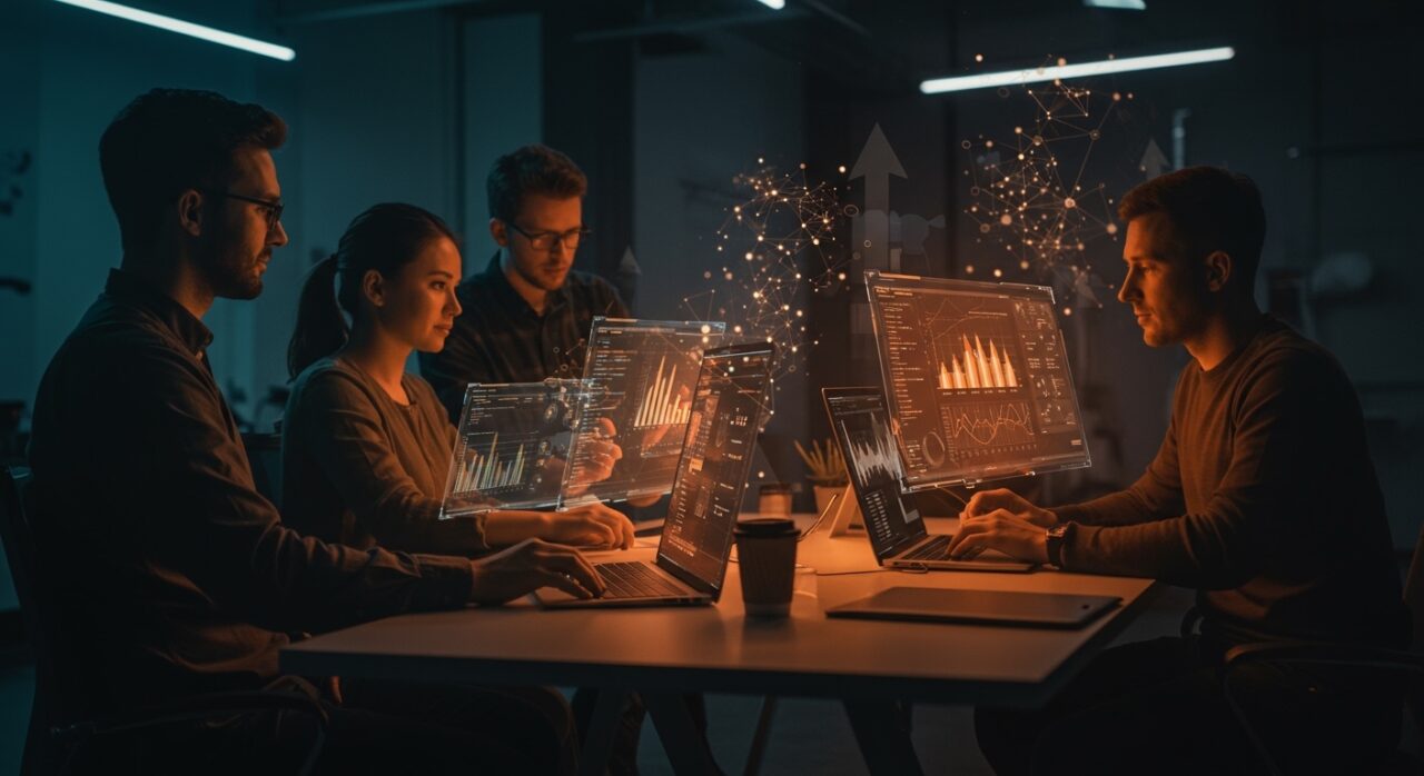 Colaboración en startups tech utilizando automatización IA y meta-prompting para desarrollo de software eficiente.