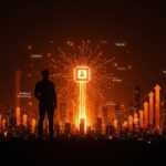 Guillermo Rauch con un paisaje futurista que representa Vercel y el auge del funding en inteligencia artificial y startups.