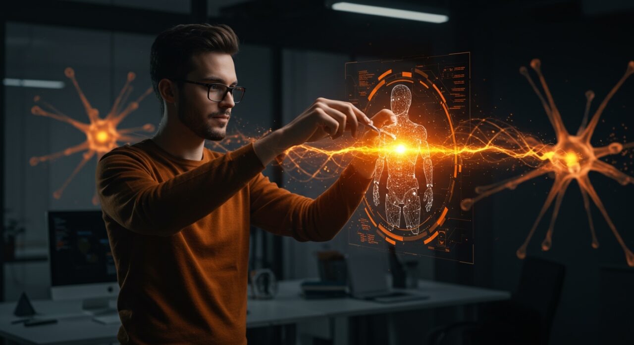 Empleado creando agentes de inteligencia artificial sin código con financiamiento de Benchmark para startups en LATAM.