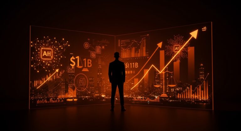 Inversión en legal tech AI de Harvey valorada en 11 billones, con liderazgo de Sequoia, ilustrado mediante tecnología avanzada y crecimiento financiero.