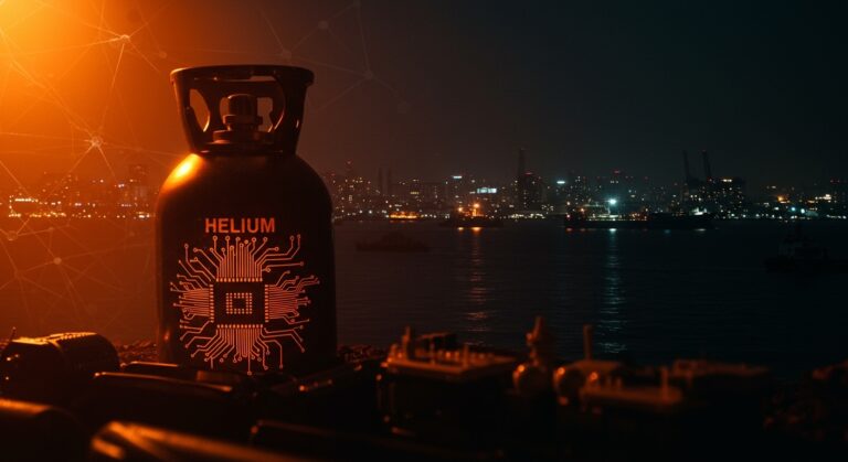 Crisis del supply chain de helio para semiconductores causada por la tensión geopolítica en Irán y el estrecho de Ormuz, afectando la industria tecnológica.