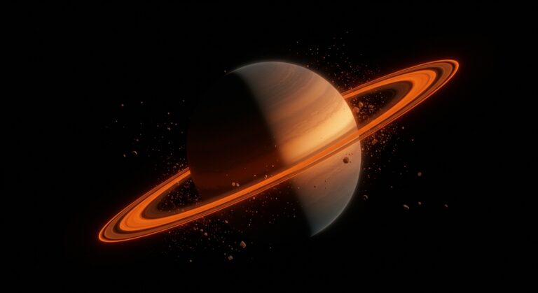 Visualización detallada del hexágono del polo norte de Saturno con convección profunda rotatoria explicada por simulaciones científicas en física planetaria.