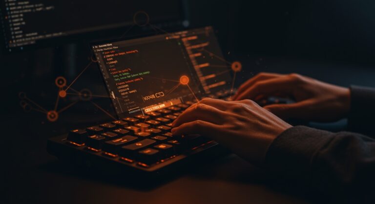 Desarrollador usando hipervínculos CLI con OSC 8 en terminal, mostrando automatización y usabilidad en entornos técnicos de startups.