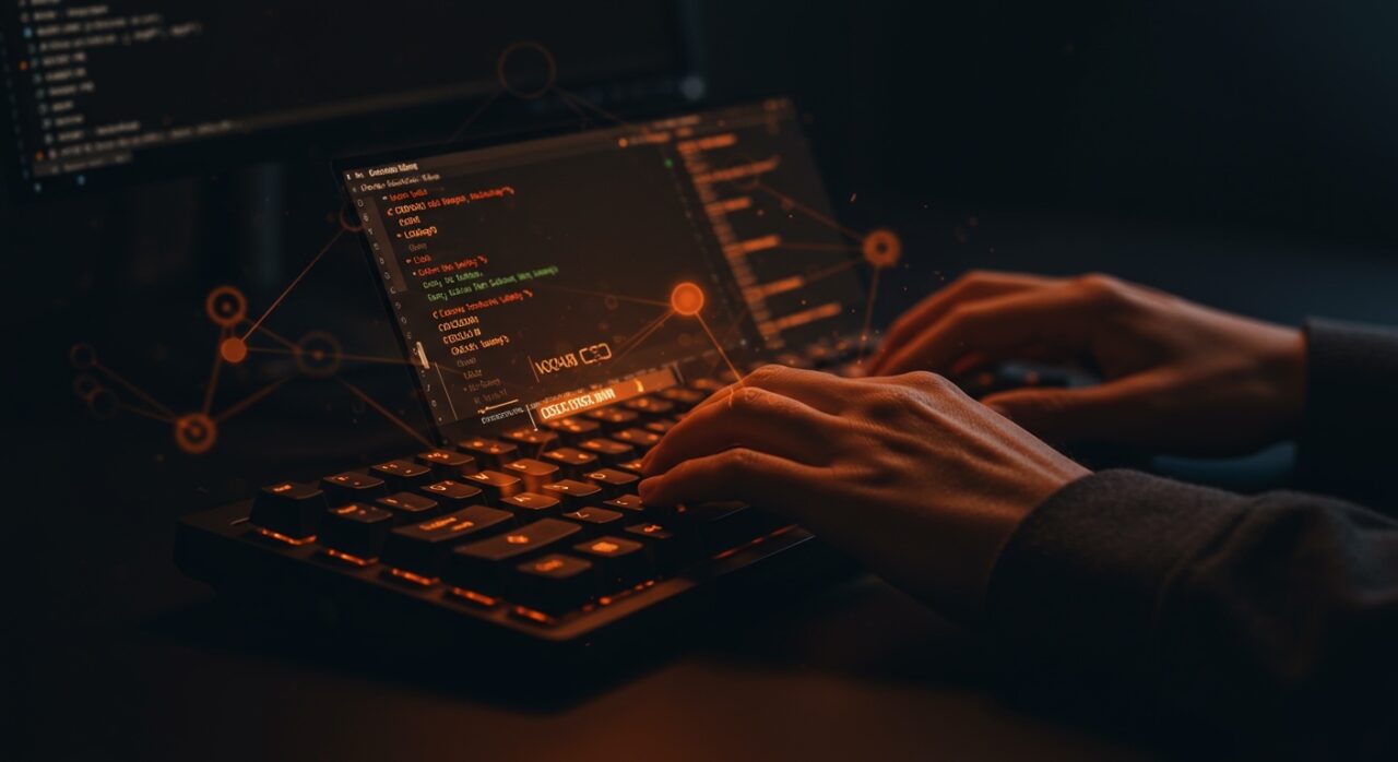 Desarrollador usando hipervínculos CLI con OSC 8 en terminal, mostrando automatización y usabilidad en entornos técnicos de startups.