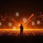 Escena editorial de un fundador de tecnología frente a redes neuronales de IA y documentos digitales, simbolizando la Declaración Pro-Humana y la gobernanza de inteligencia artificial en 2026.